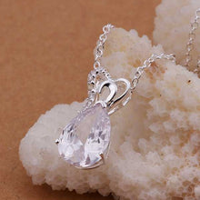 silver plated chain inlaid stone waterdrop necklaces pendants for women men jewelry smtn32 J4U66