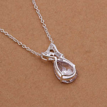 silver plated chain inlaid stone waterdrop necklaces pendants for women men jewelry smtn32 J4U66