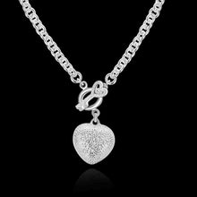 silver plated chain key to inset heart necklaces pendants for women men jewelry smtn022 J4U66