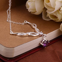 silver plated chain mouth purple stone necklaces pendants for women men jewelry smtn532 J4U66