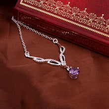 silver plated chain mouth purple stone necklaces pendants for women men jewelry smtn532 J4U66