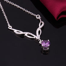 silver plated chain mouth purple stone necklaces pendants for women men jewelry smtn532 J4U66