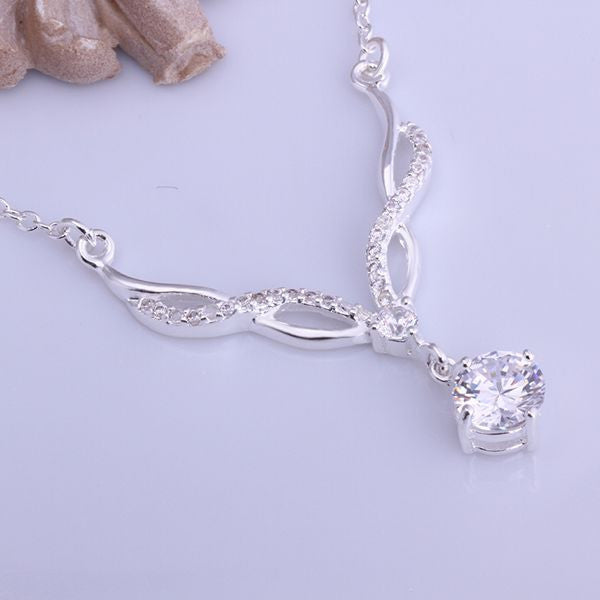silver plated chain mouth white stone necklaces pendants for women men jewelry smtn531 J4U66