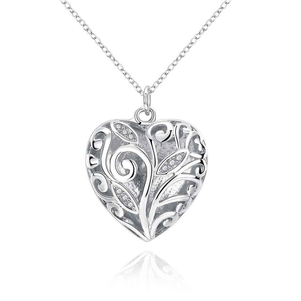 silver plated chain peach heart pendant necklaces pendants for women men jewelry smtn224 J4U66