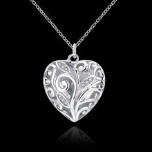 silver plated chain peach heart pendant necklaces pendants for women men jewelry smtn224 J4U66