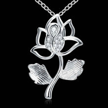 silver plated chain rose flower pendant necklaces pendants for women men jewelry smtn23 J4U66