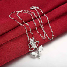 silver plated chain rose flower pendant necklaces pendants for women men jewelry smtn23 J4U66
