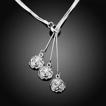 silver plated chain three rose necklaces pendants for women men jewelry smtn04 J4U66