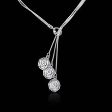 silver plated chain three rose necklaces pendants for women men jewelry smtn04 J4U66