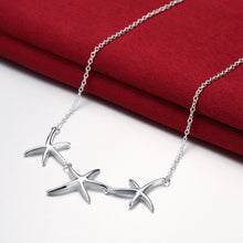 silver plated chain three seastar necklaces pendants for women men jewelry smtn124 J4U66