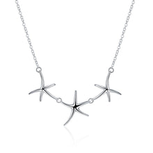 silver plated chain three seastar necklaces pendants for women men jewelry smtn124 J4U66
