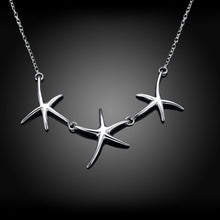 silver plated chain three seastar necklaces pendants for women men jewelry smtn124 J4U66