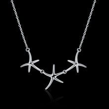 silver plated chain three seastar necklaces pendants for women men jewelry smtn124 J4U66