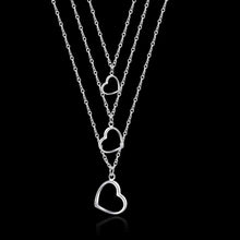 silver plated chain three wire and hearts necklaces pendants for women men jewelry smtn03 J4U66