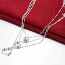silver plated chain three wire and hearts necklaces pendants for women men jewelry smtn03 J4U66