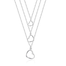 silver plated chain three wire and hearts necklaces pendants for women men jewelry smtn03 J4U66