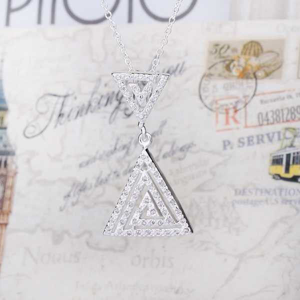 silver plated chain triangle necklaces pendants for women men jewelry smtn33 J4U66