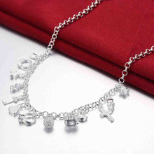 silver plated chain with 13 charms necklaces pendants for women men jewelry smtn021 J4U66