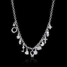 silver plated chain with 13 charms necklaces pendants for women men jewelry smtn021 J4U66