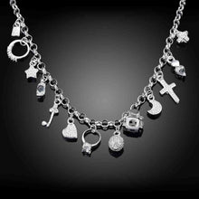 silver plated chain with 13 charms necklaces pendants for women men jewelry smtn021 J4U66