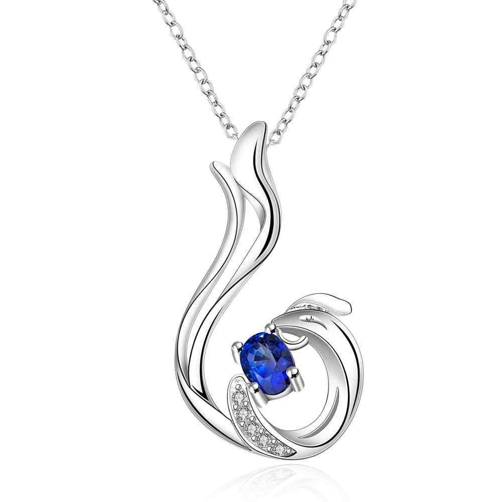 silver plated chain blue crystal necklaces pendants for women men jewelry smtn3 J4U66