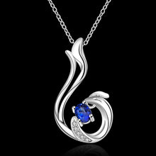 silver plated chain blue crystal necklaces pendants for women men jewelry smtn3 J4U66