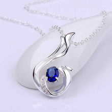 silver plated chain blue crystal necklaces pendants for women men jewelry smtn3 J4U66