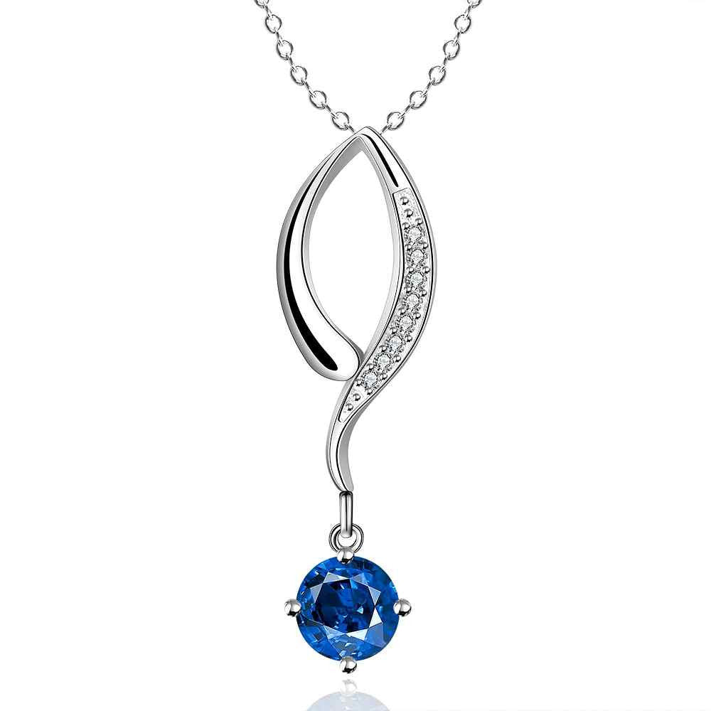 silver plated chain blue stone frip necklaces pendants for women men jewelry smtn2 J4U66