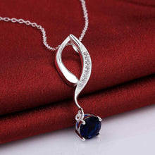 silver plated chain blue stone frip necklaces pendants for women men jewelry smtn2 J4U66