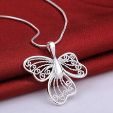 silver plated chain buttfly 3 wing necklaces pendants for women men jewelry smtn J4U66