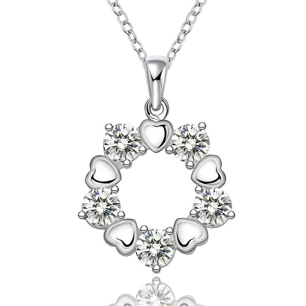 silver plated chain circle flower necklaces pendants for women men jewelry smtn5 J4U66