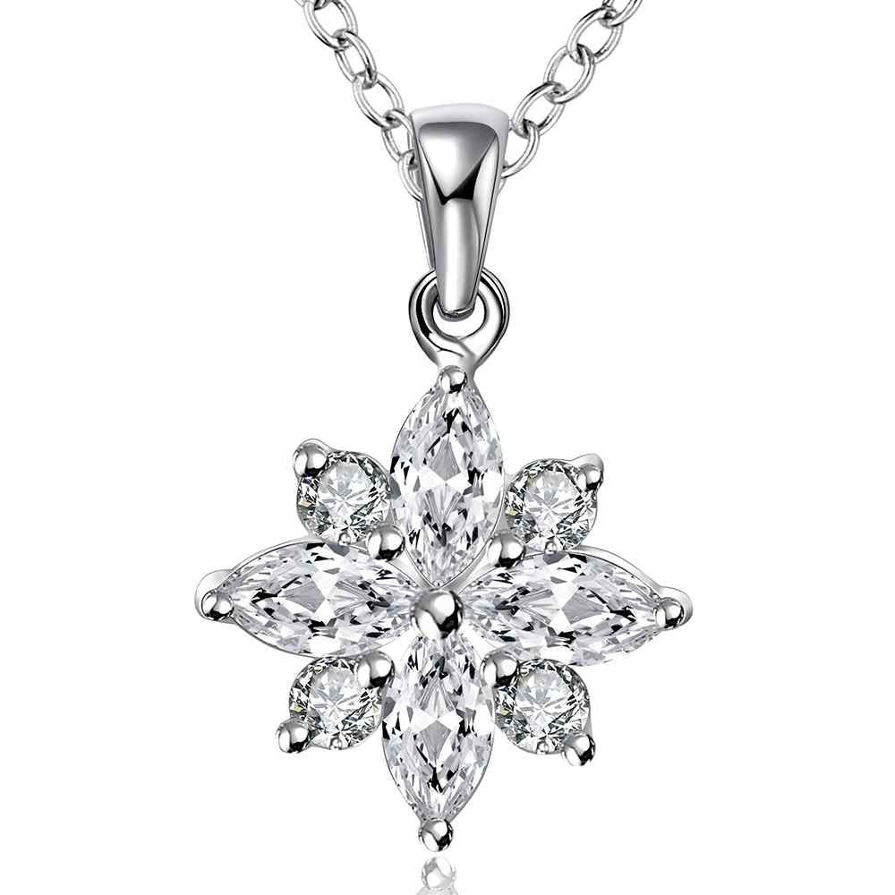 silver plated chain cral eight petals necklaces pendants for women men jewelry smtn51 J4U66