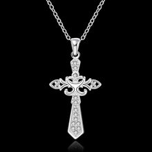 silver plated chain cross 2 way necklaces pendants for women men jewelry smtn55 J4U66