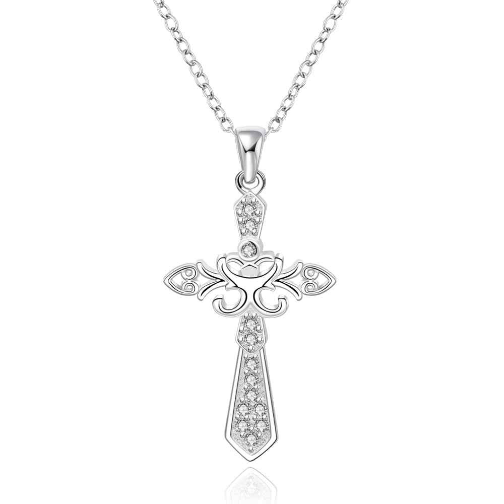 silver plated chain cross 2 way necklaces pendants for women men jewelry smtn55 J4U66