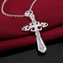 silver plated chain cross 2 way necklaces pendants for women men jewelry smtn55 J4U66