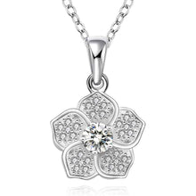 silver plated chain five petals flower necklaces pendants for women men jewelry smtn5 J4U66