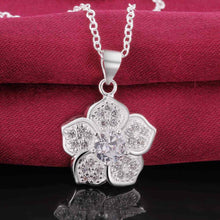 silver plated chain five petals flower necklaces pendants for women men jewelry smtn5 J4U66