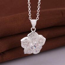 silver plated chain five petals flower necklaces pendants for women men jewelry smtn5 J4U66