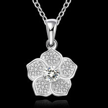 silver plated chain five petals flower necklaces pendants for women men jewelry smtn5 J4U66