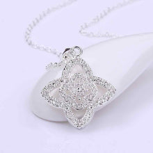 silver plated chain flower necklaces pendants for women men jewelry smtn73 J4U66