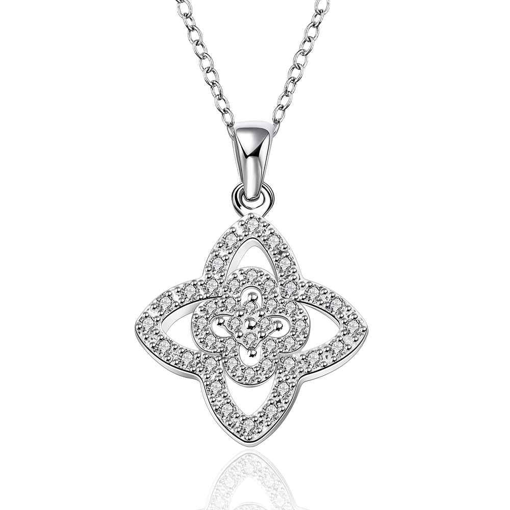silver plated chain flower necklaces pendants for women men jewelry smtn73 J4U66