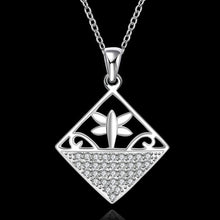 silver plated chain flower in square necklaces pendants for women men jewelry smtn542 J4U66