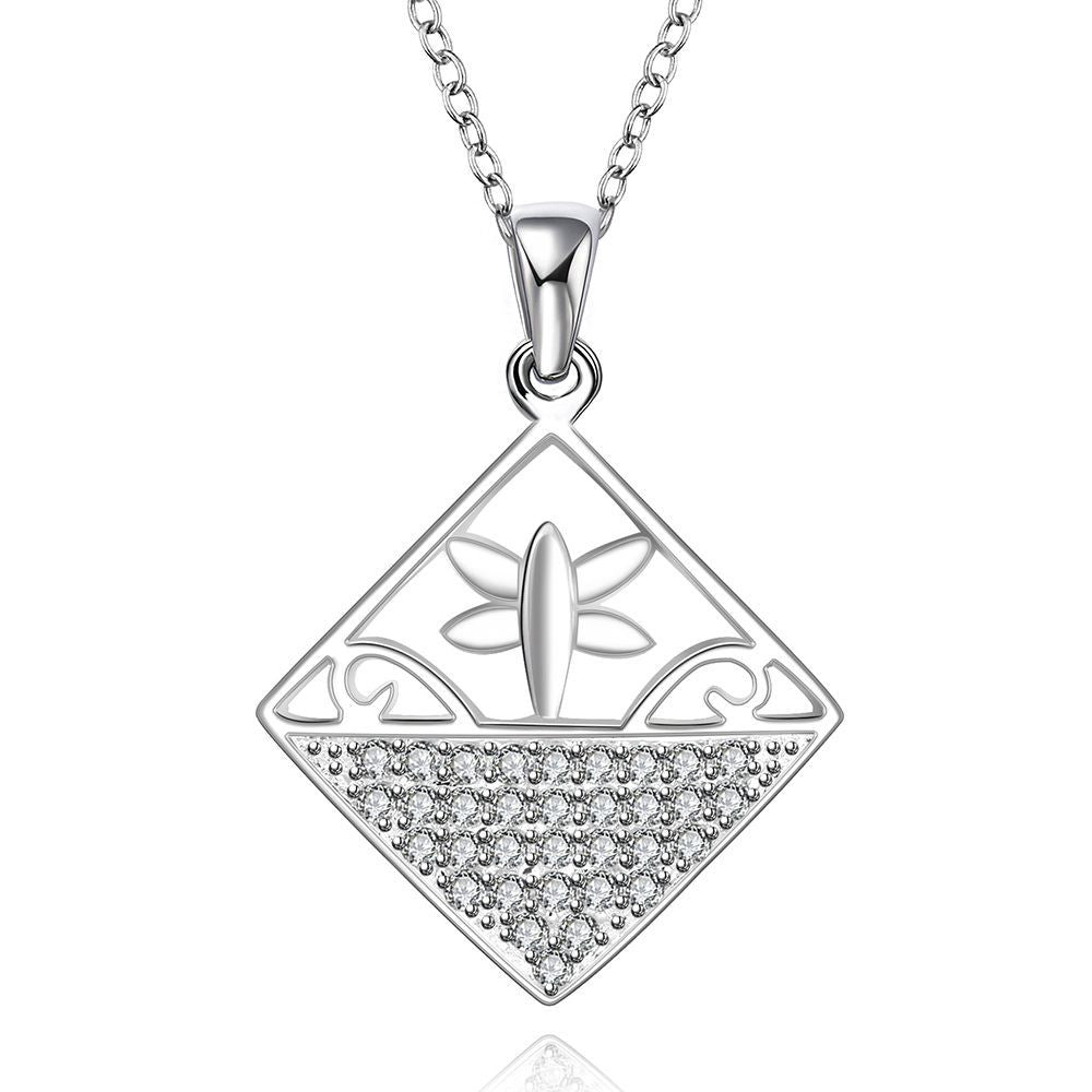 silver plated chain flower in square necklaces pendants for women men jewelry smtn542 J4U66