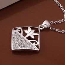 silver plated chain flower in square necklaces pendants for women men jewelry smtn542 J4U66
