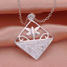 silver plated chain flower in square necklaces pendants for women men jewelry smtn542 J4U66