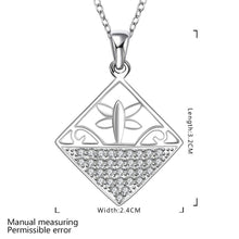 silver plated chain flower in square necklaces pendants for women men jewelry smtn542 J4U66