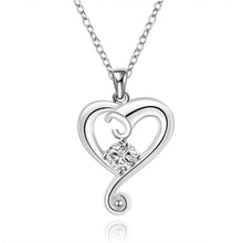 silver plated chain heart white stone necklaces pendants for women men jewelry smtn03 J4U66