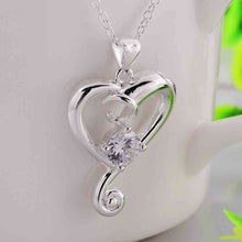 silver plated chain heart white stone necklaces pendants for women men jewelry smtn03 J4U66