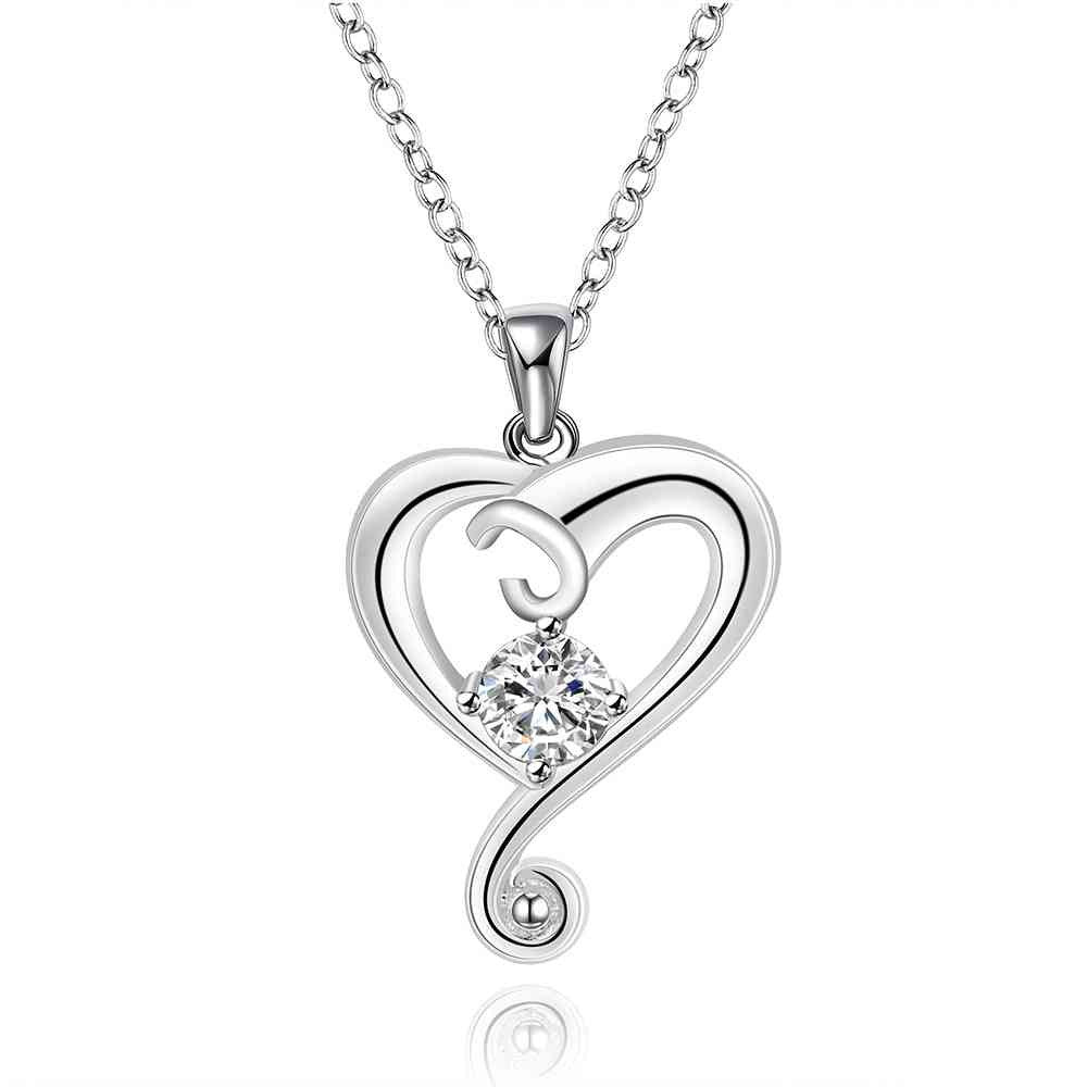 silver plated chain heart white stone necklaces pendants for women men jewelry smtn03 J4U66