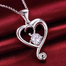 silver plated chain heart white stone necklaces pendants for women men jewelry smtn03 J4U66